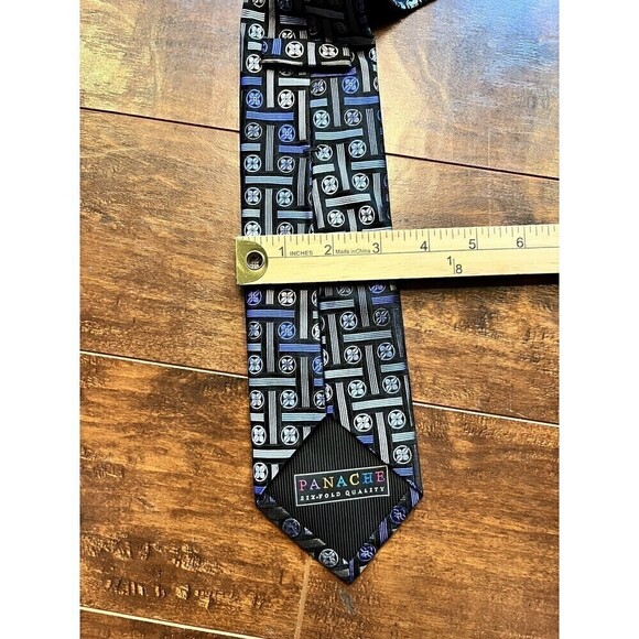 Panache Mens 100% Silk Desiner High Quality Printed Colorful Tie NWT - Picture 6 of 6